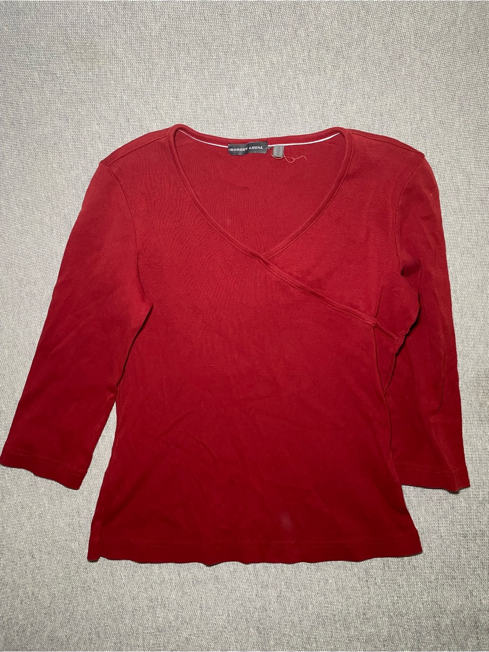 Street Legal Red V Neck 3/4 Sleeve Top Y2K 90s Grunge Medium
